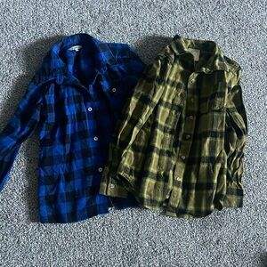 2 Excellent Condition Girls Flannel Shirts (10/12)